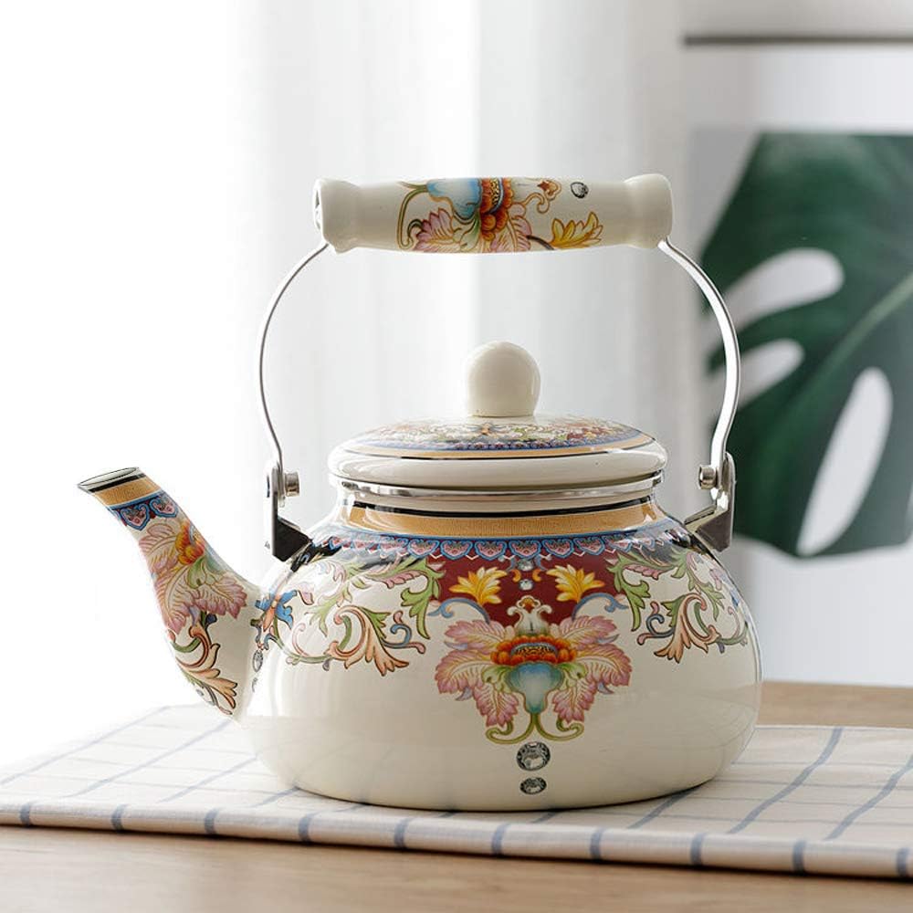 Stylish Floral Design Leaking-Proof Ceramic Kettle for Home Kitchen