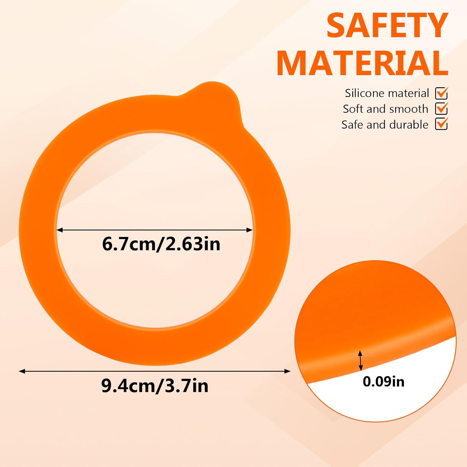8PCS 37 Orange Silicone Jar Seals for Canning