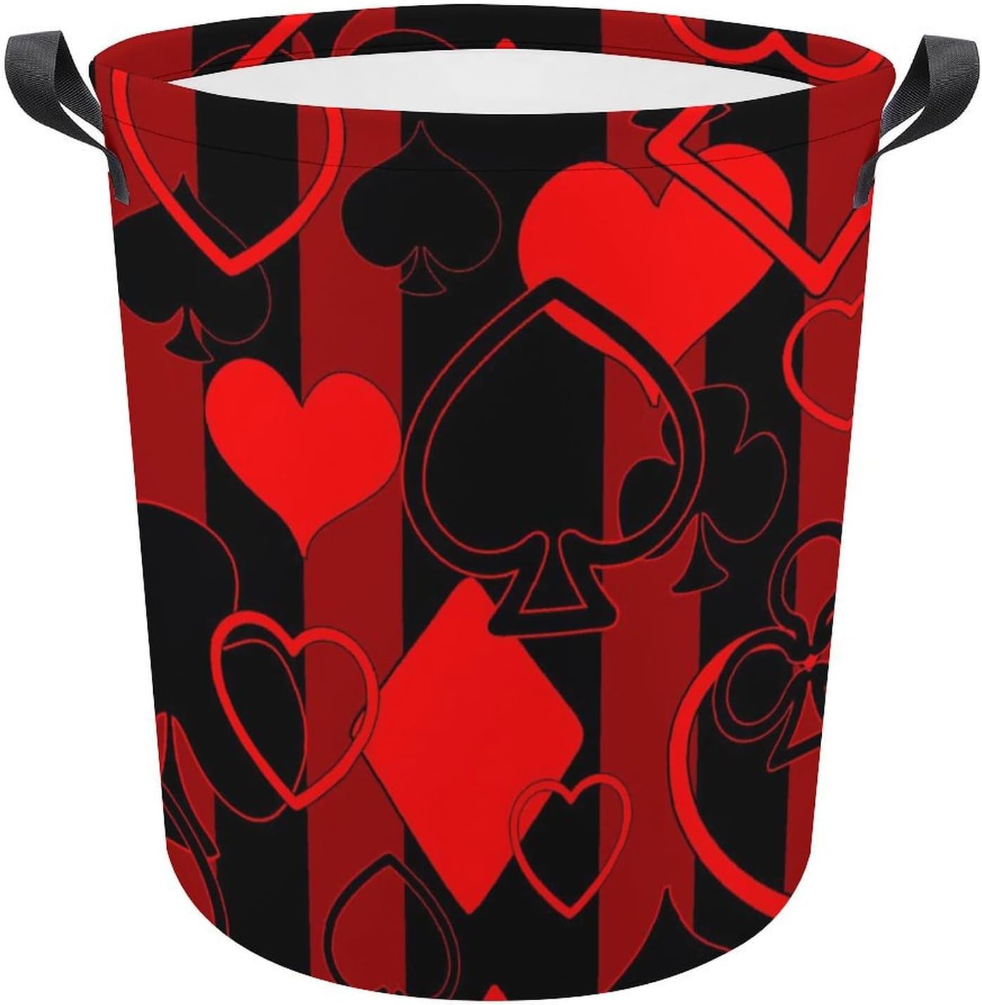 MEIKKO Playing Cards Laundry Hamper Black Red Striped