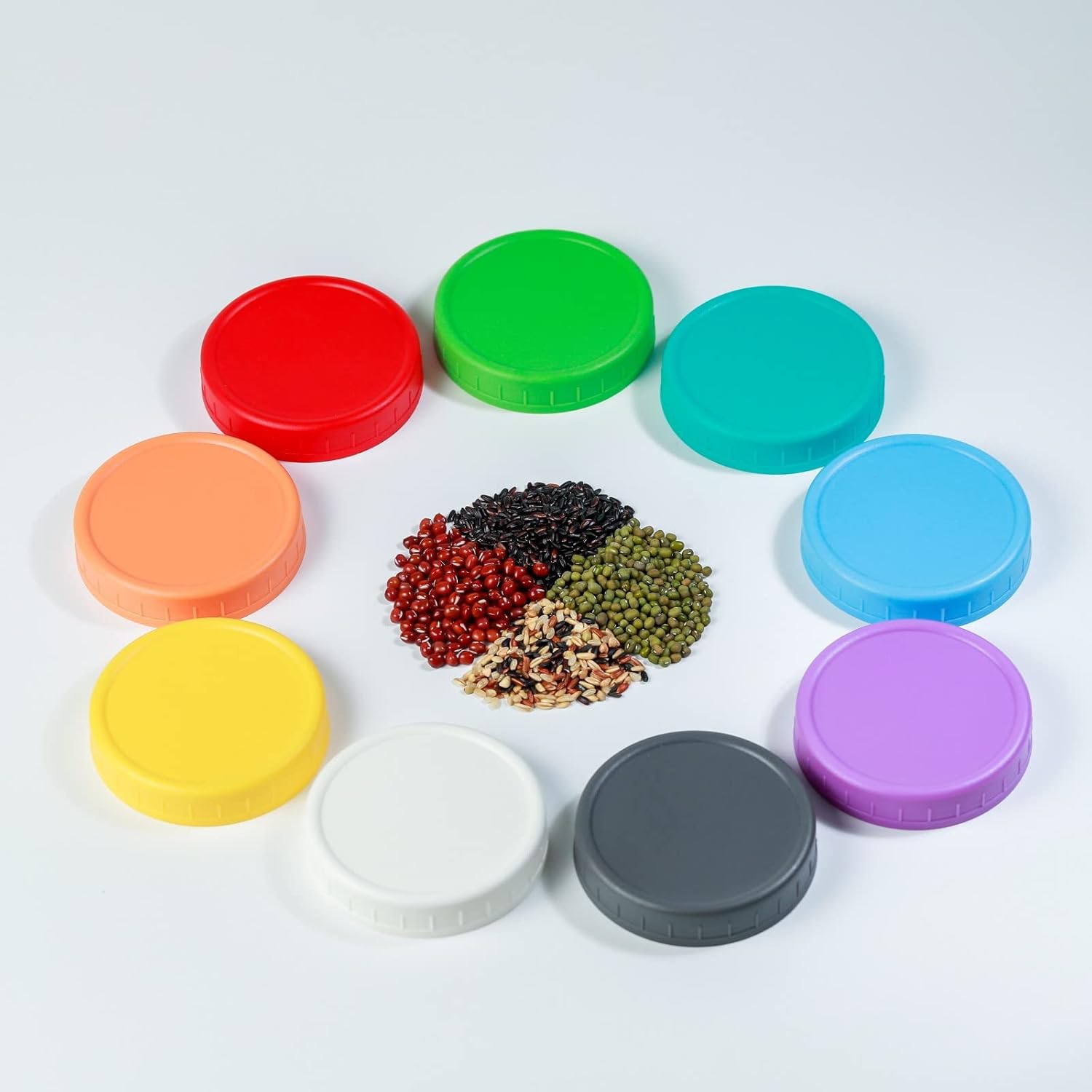 18 Pack Orange Plastic Mason Jar Lids with Silicone Rings