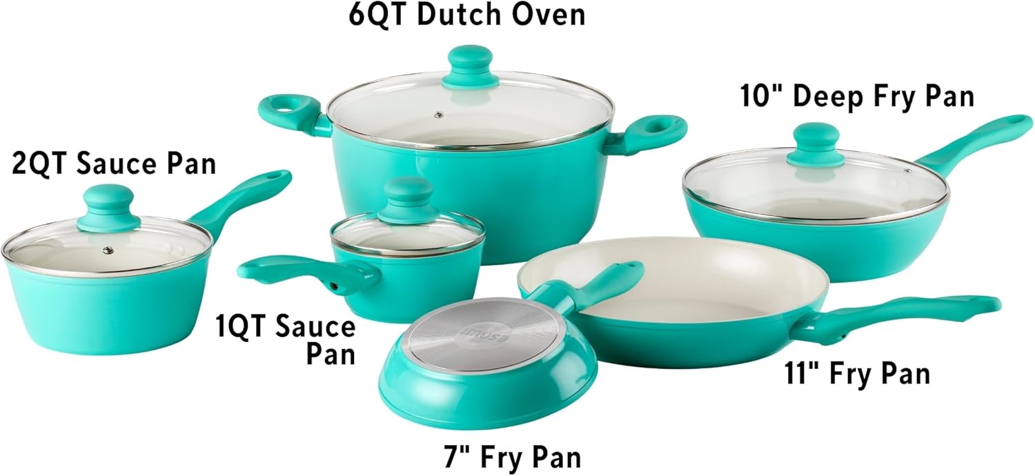 IMUSA Ivory Ceramic Cookware Set Premium Design 10-Piece Set