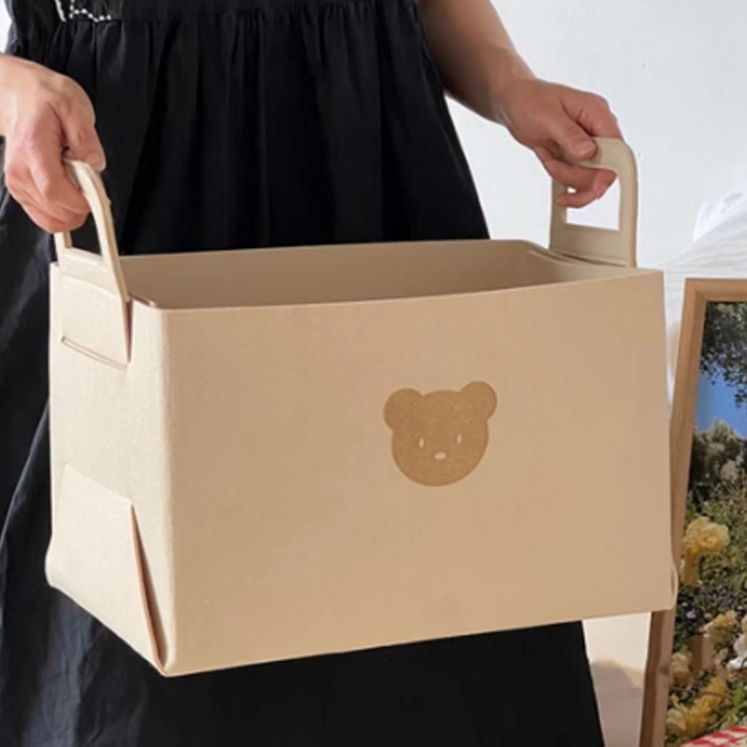 Felt Bear Storage Basket for Home