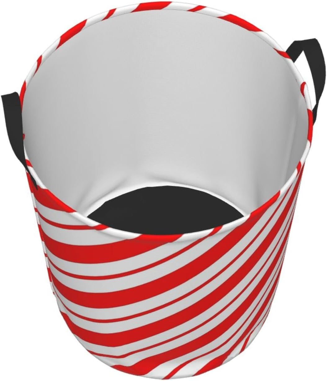 SHANGYINGJI Peppermint Stripes Linen Laundry Hamper