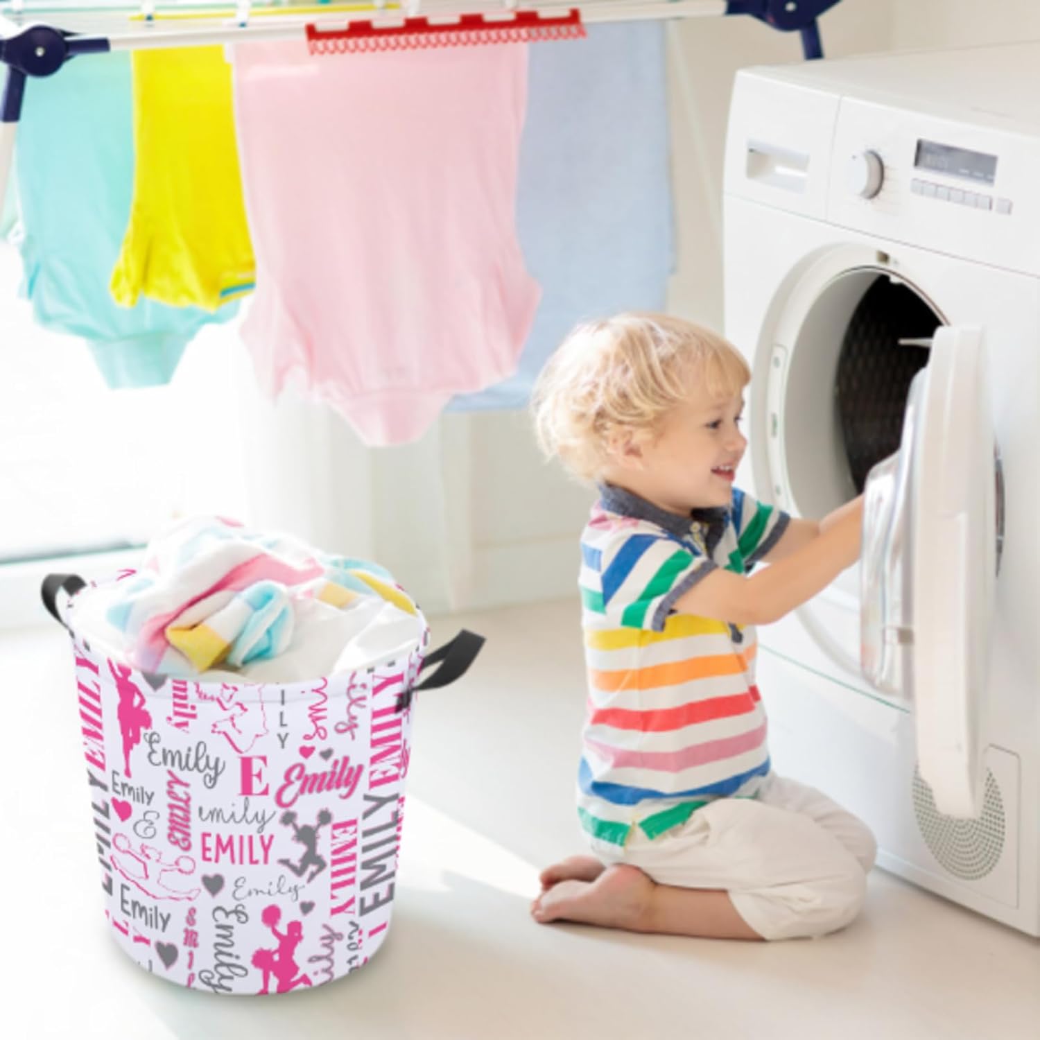 Personalized Baby Name Laundry Basket Storage Solution for Kids and Adults