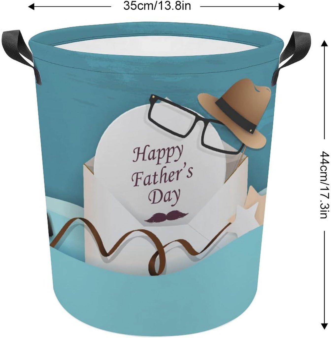 Happy Fathers Day Laundry Hamper with Funny Sunglasses Waterproof and Collapsible