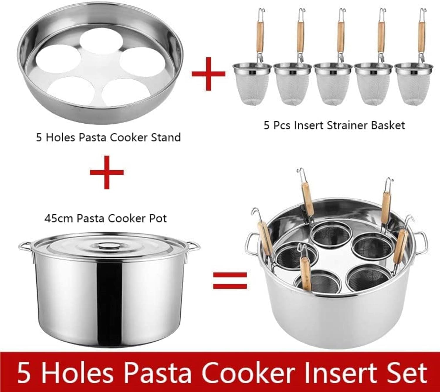 DAOUXIAOSP 5-Hole Pasta Pot Set with Strainer Basket