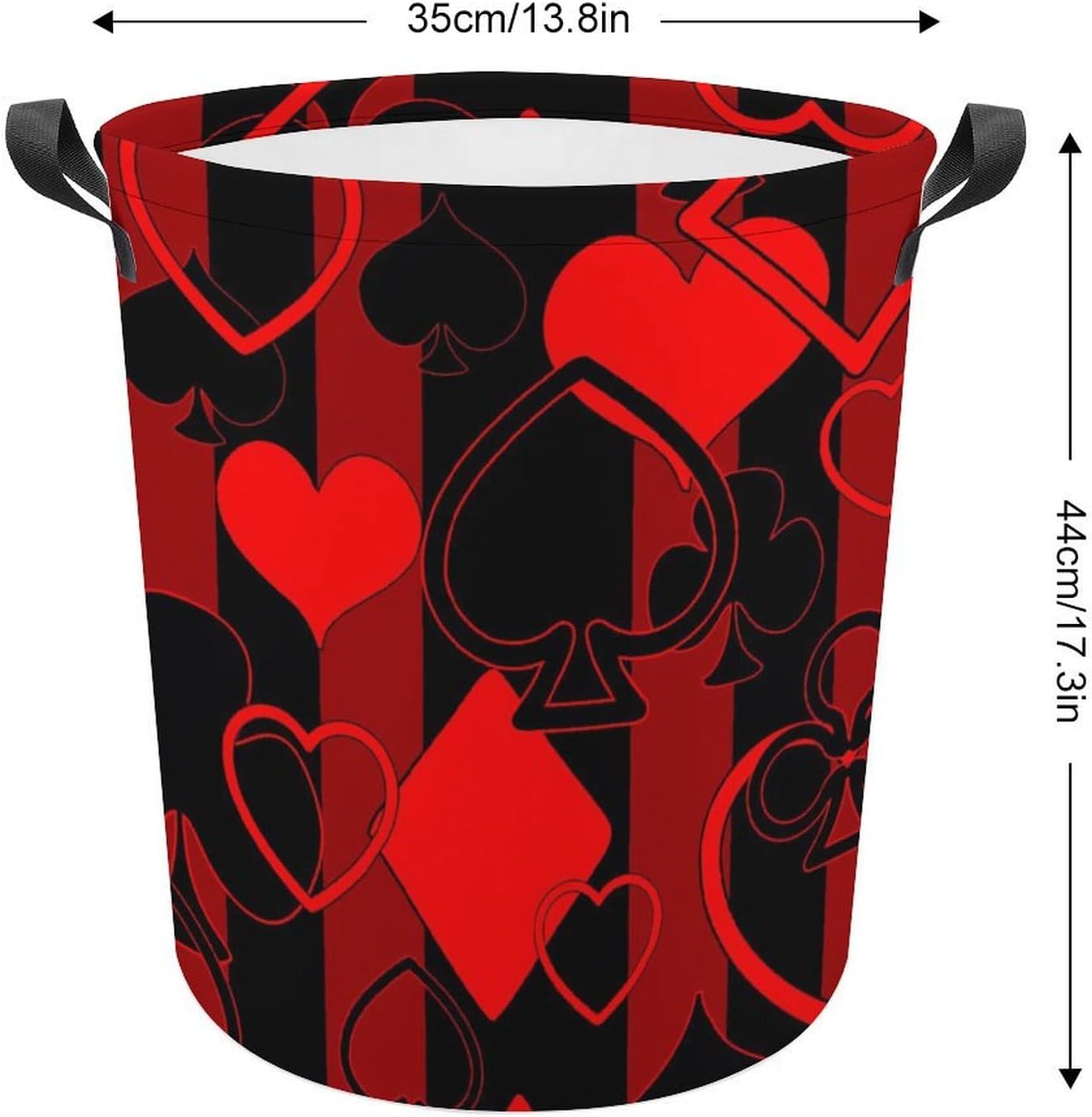 MEIKKO Playing Cards Laundry Hamper Black Red Striped