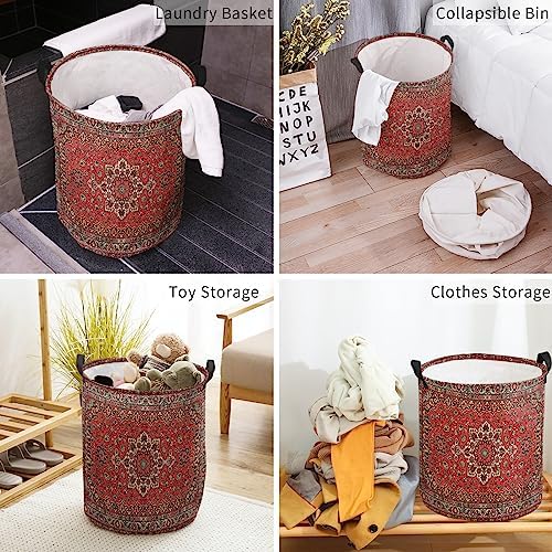 Abstract Red Collapsible Laundry Basket