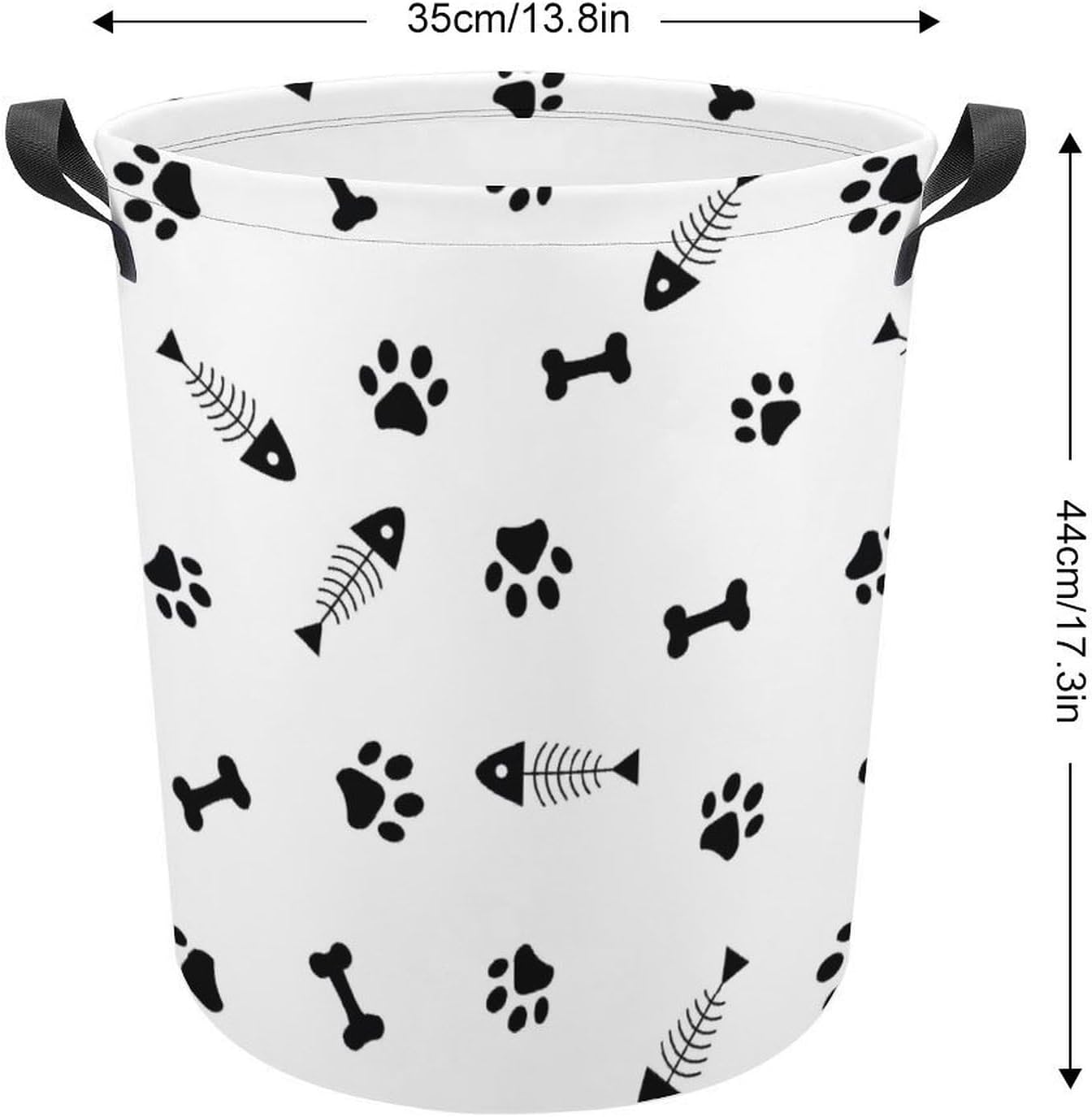 MEIKKO Animals Paws Fishbone Laundry Basket Collapsible and Waterproof
