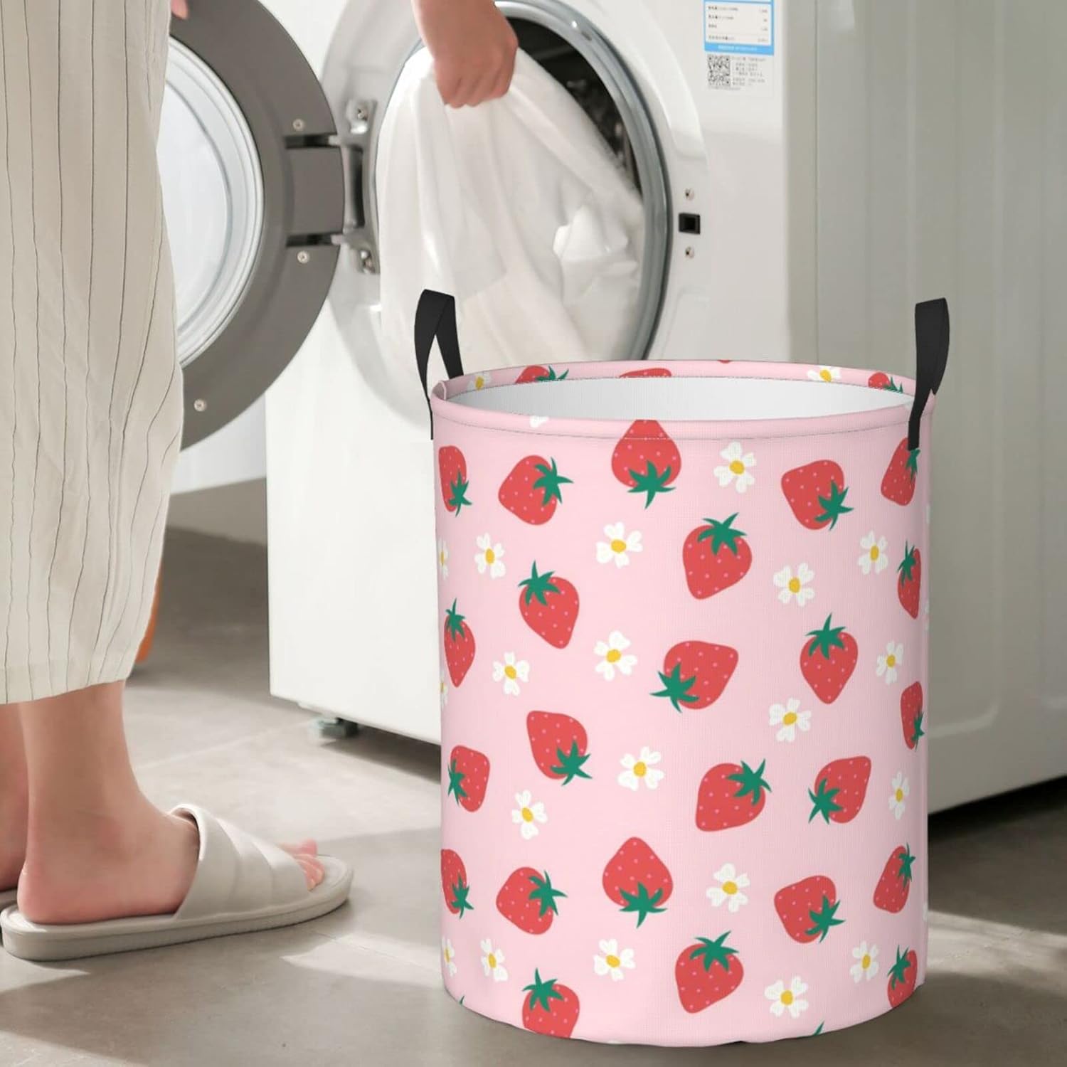 Strawberry Collapsible Laundry Hamper - Easy to Carry Storage Solution