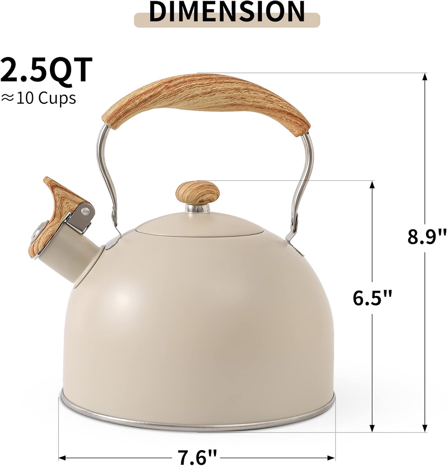 Lonffery Whistling Tea Kettle Creamy White