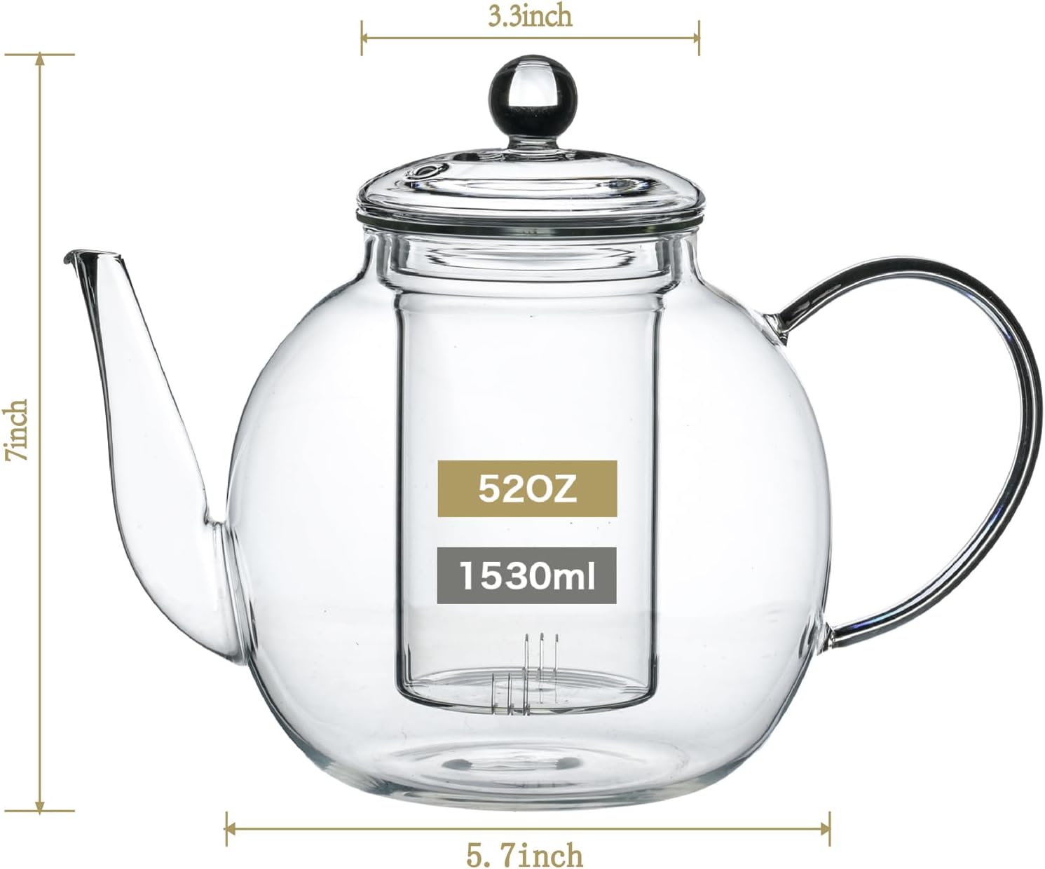 1530ml Glass Teapot with Infuser