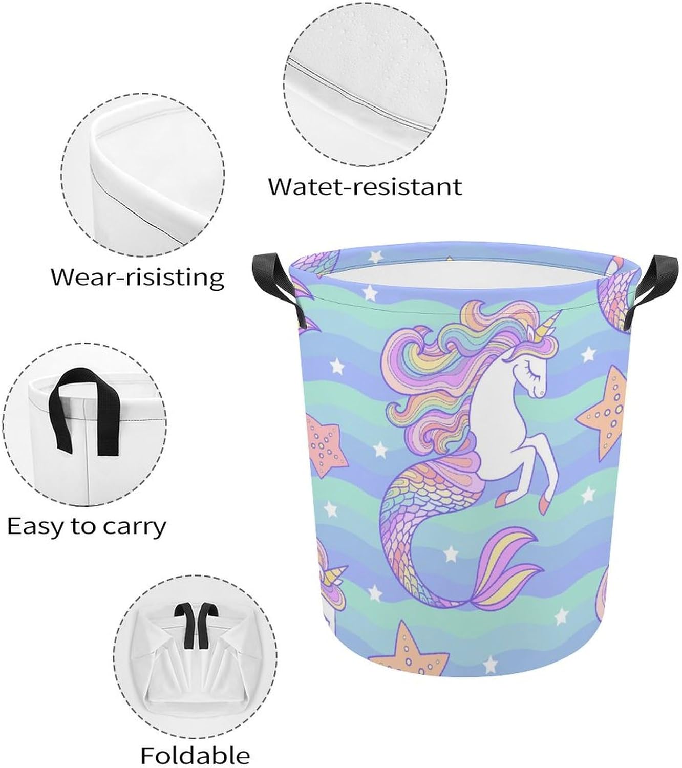 Seahorse Unicorn Starfish Laundry Basket