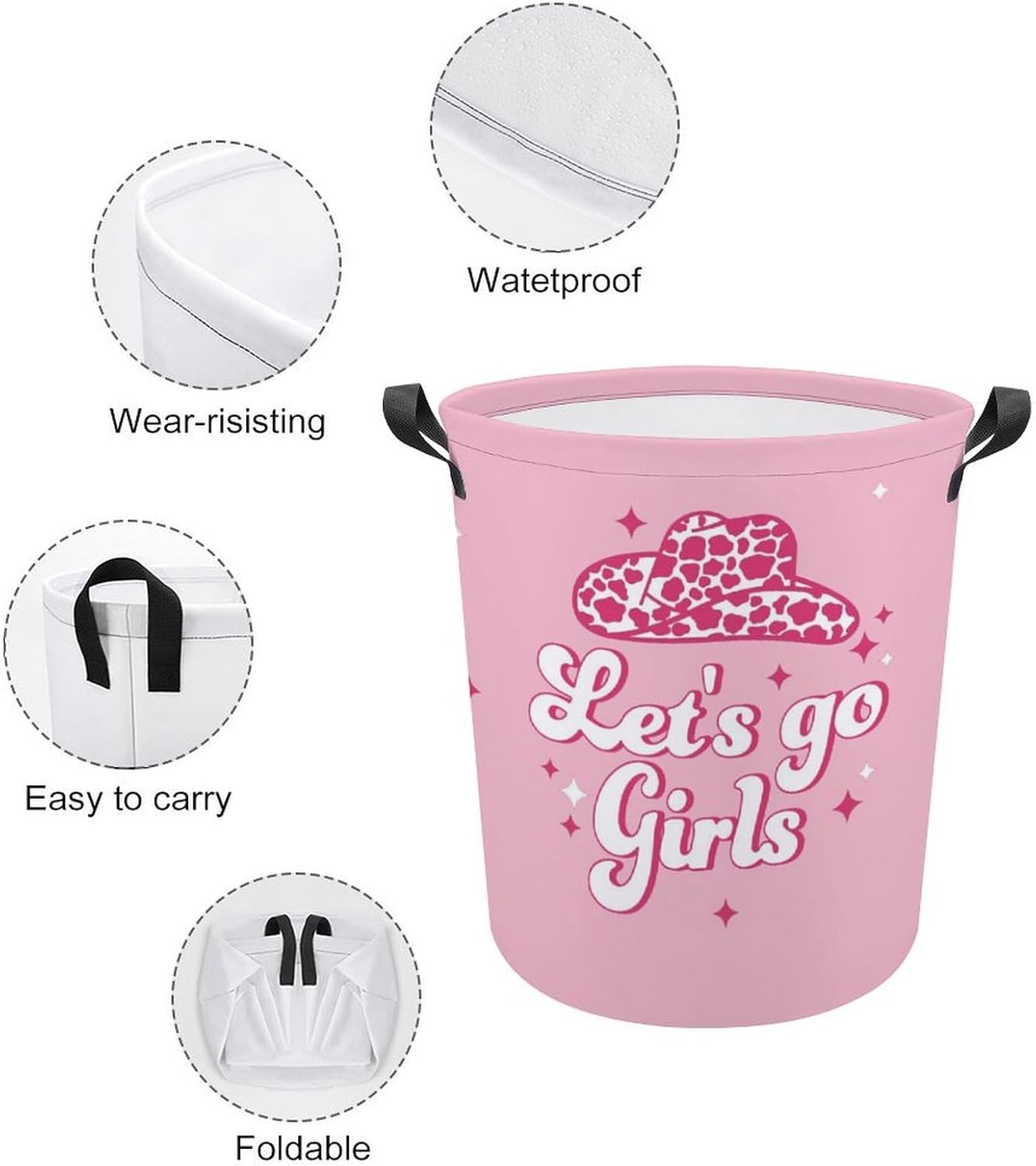 Perfect Size for Kids Pink West Cowgril Laundry Hamper