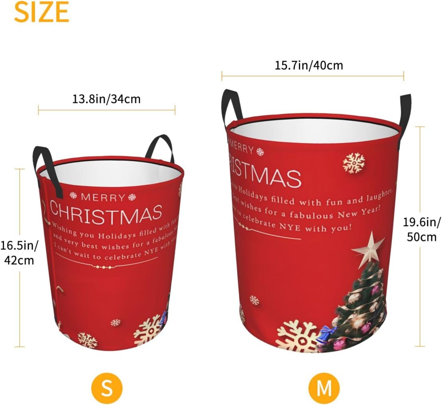 Merry Christmas Tree Snowflake Laundry Basket with Handle