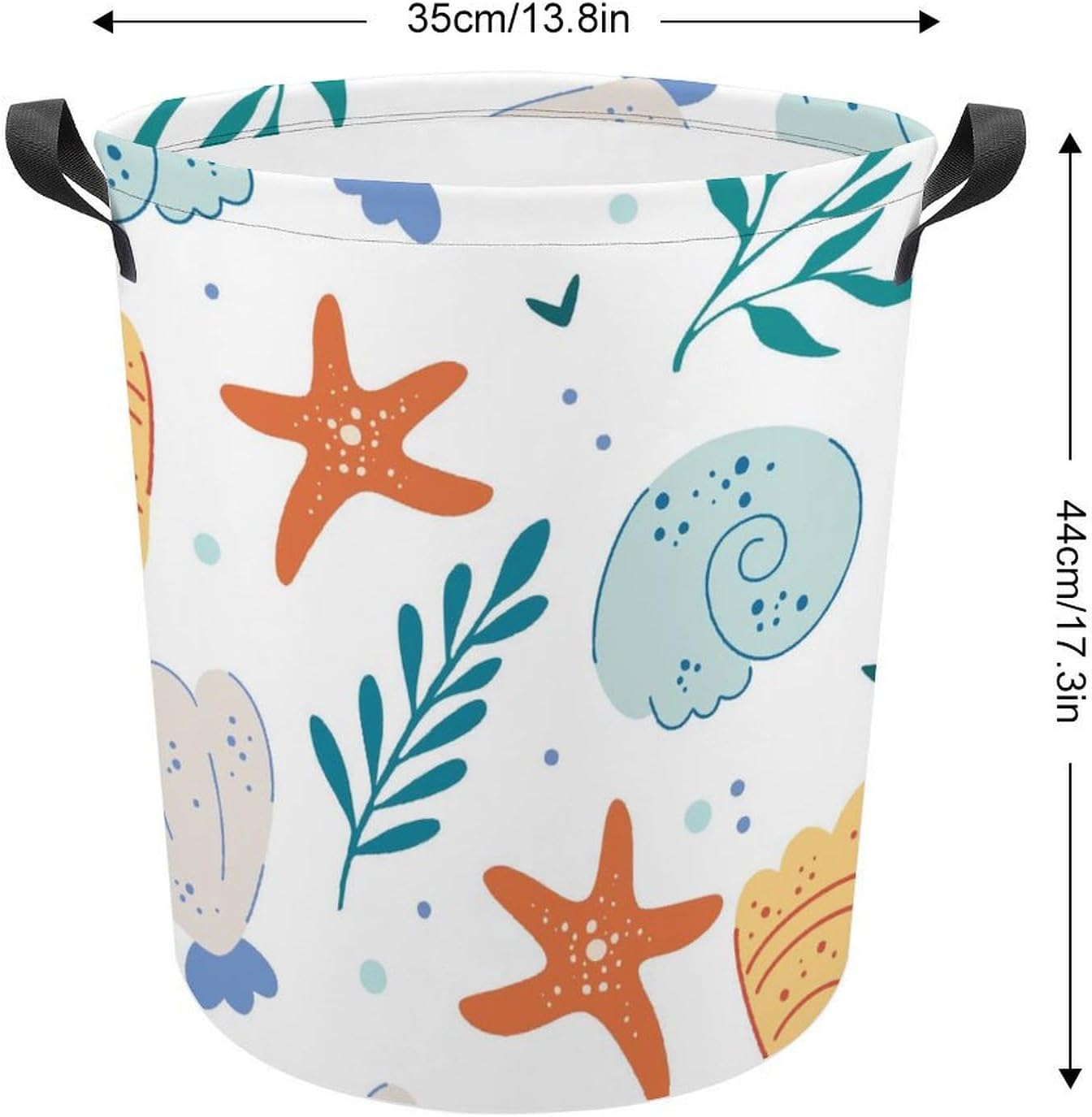 MEIKKO Sea Shells And Starfish Laundry Basket Waterproof Foldable with Handles