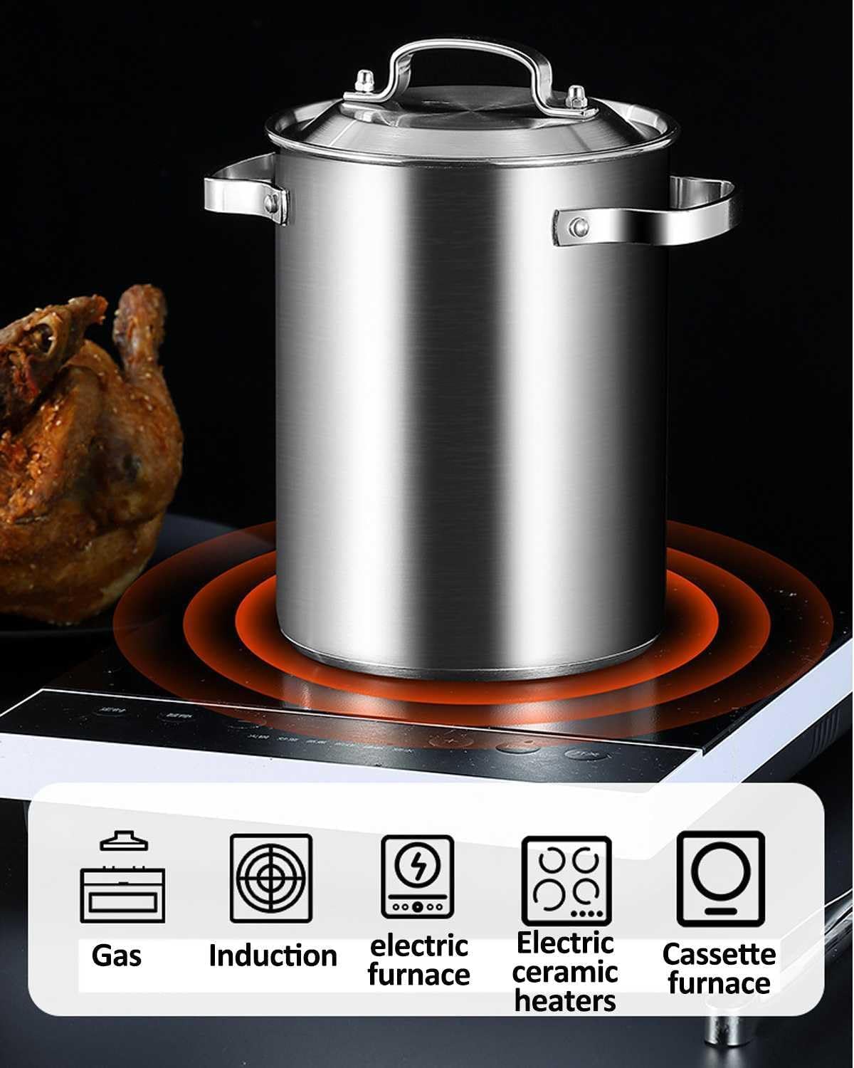 UNbit Pasta Pots Asparagus Steamer Pot 5L 304 Stainless Steel