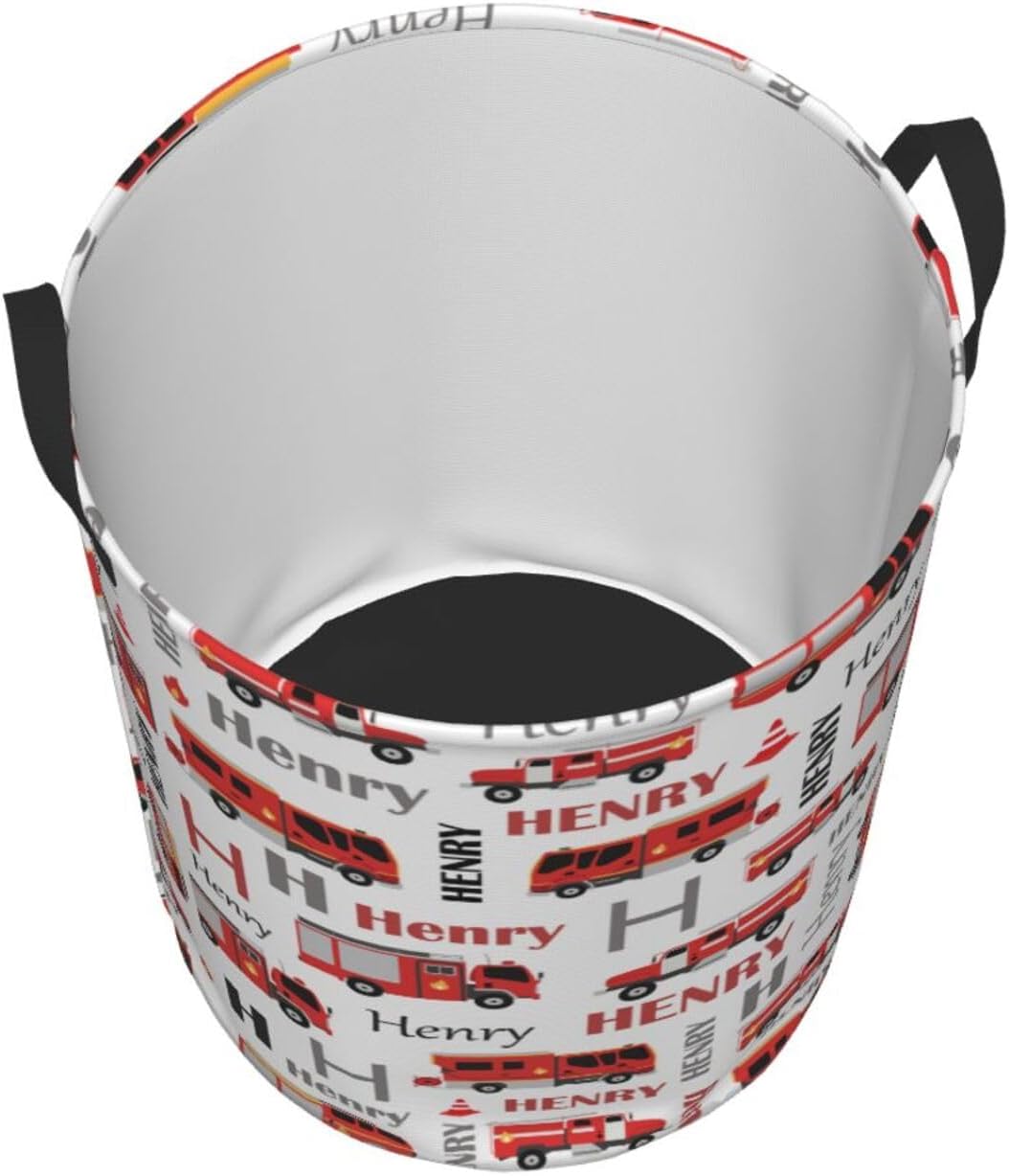 Custom Fire Trucks Laundry Basket With Name 1