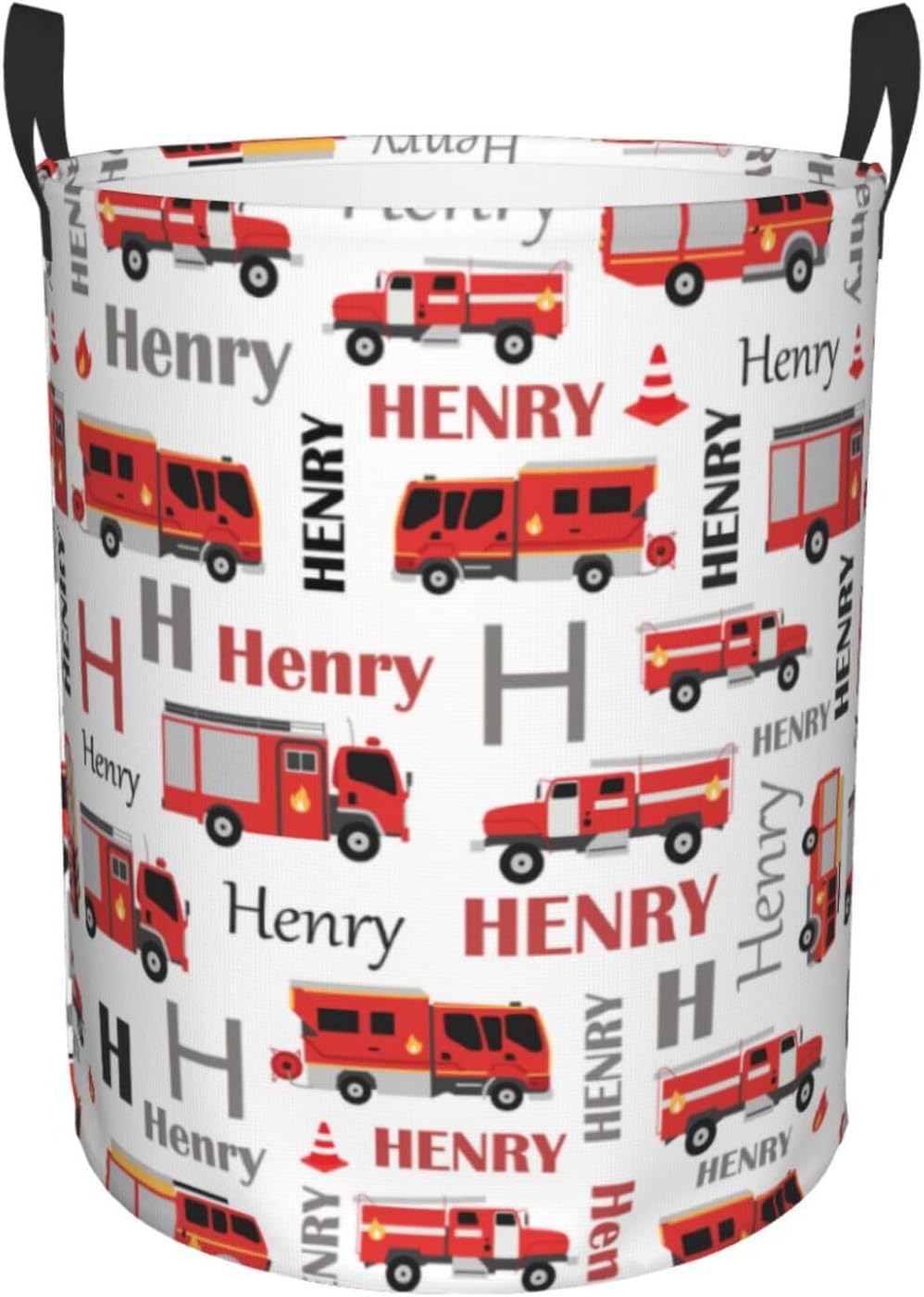 Custom Fire Trucks Laundry Basket With Name 1