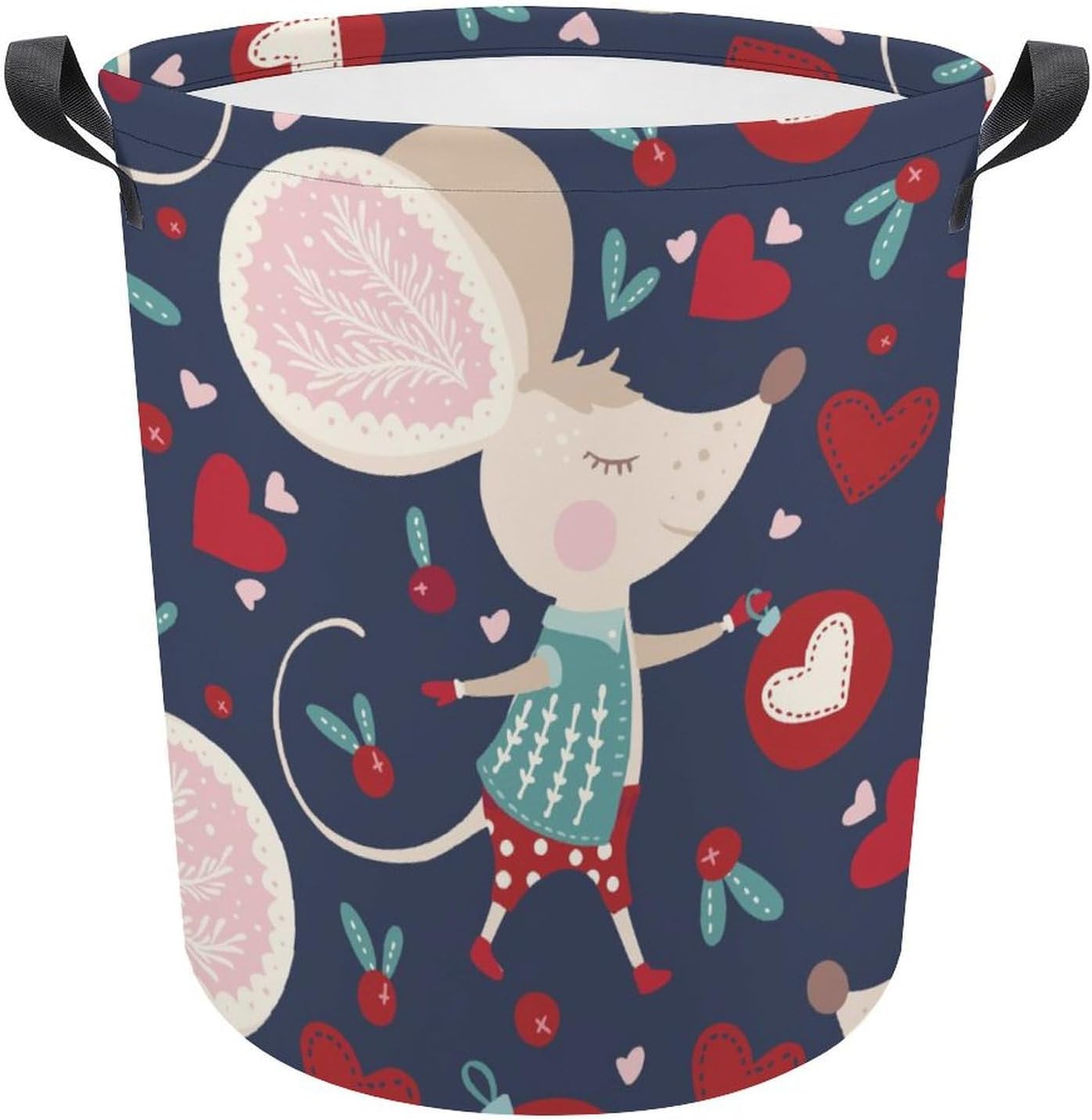 Perfect for Families Students Cute Mouse Design Collapsible Laundry Basket