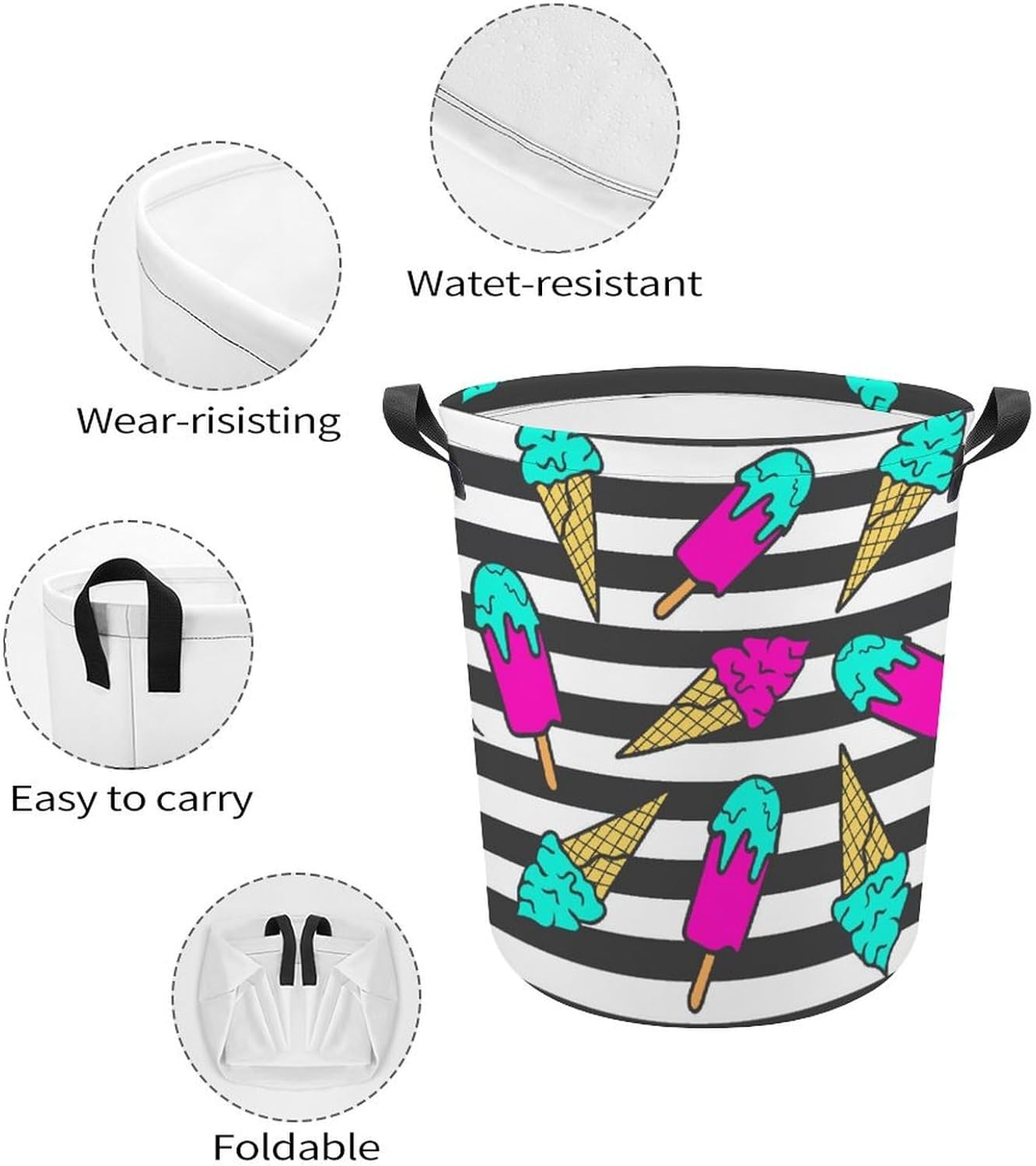Compact Colorful Summer Laundry Hamper