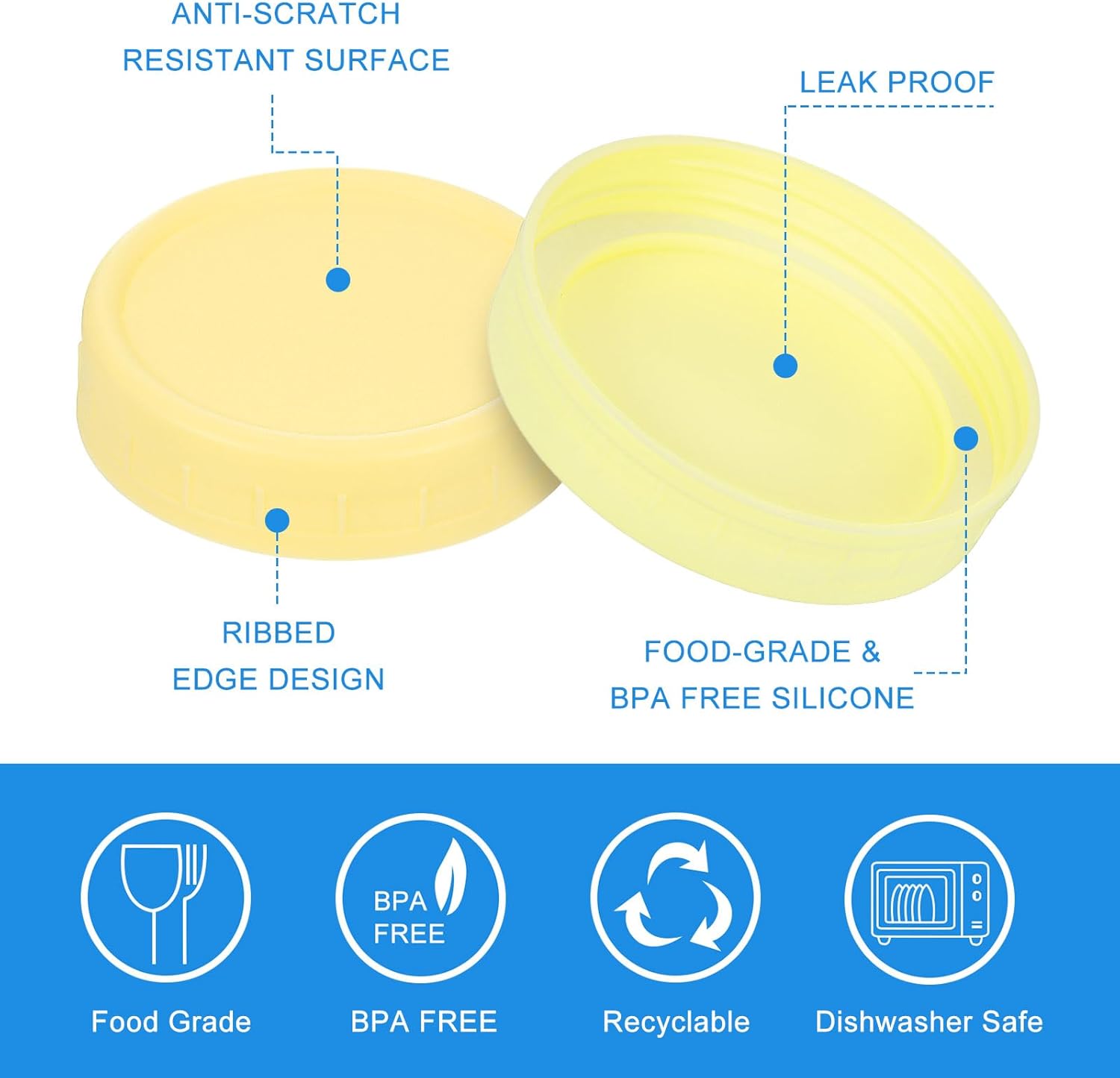 18 Pcs Mason Jar Lid Set with Silicone Rings
