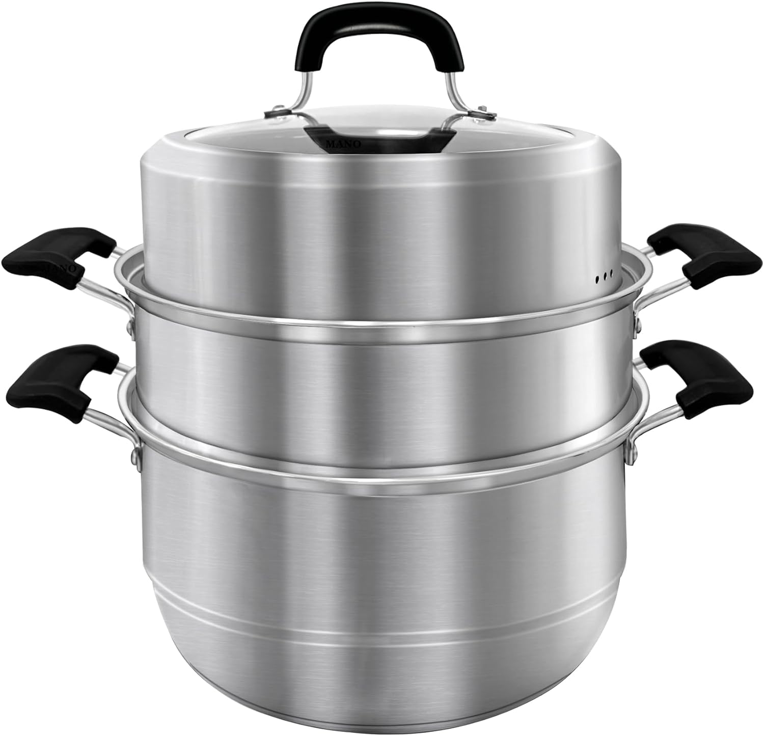 MANO Steamy Pot 2-Layer Stainless Steel with Handle for Quick Meals