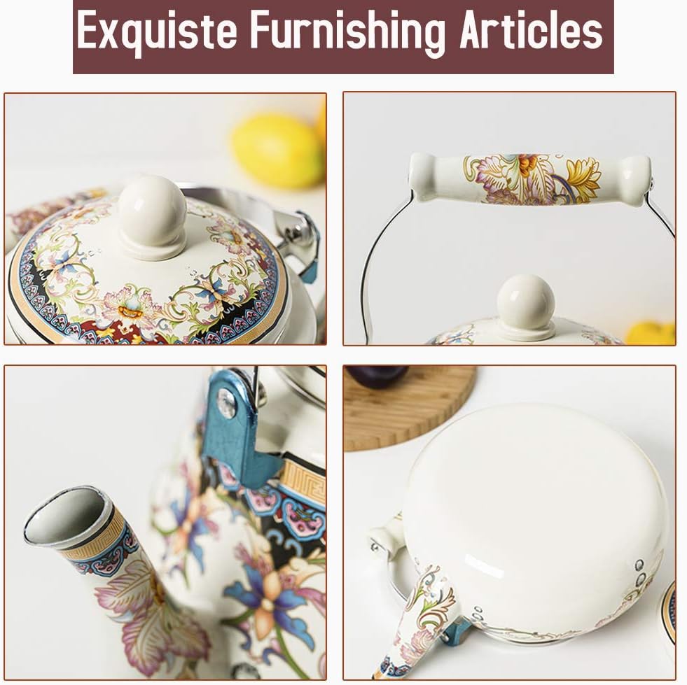 Stylish Floral Design Leaking-Proof Ceramic Kettle for Home Kitchen