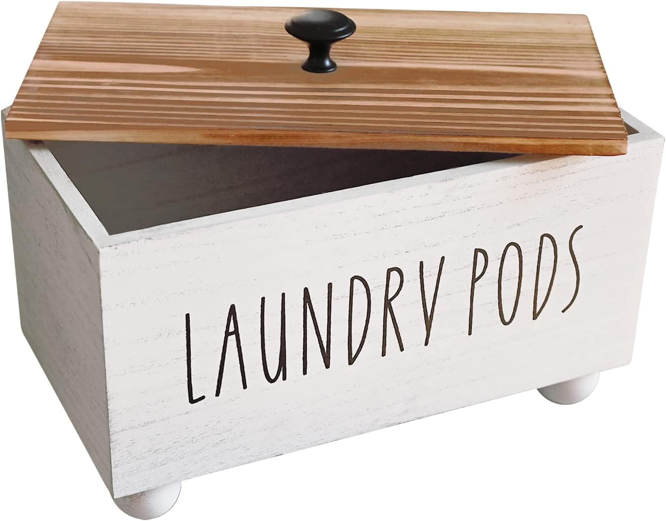 Sturdy Wooden Laundromat Storage with Farmhouse Style Lid