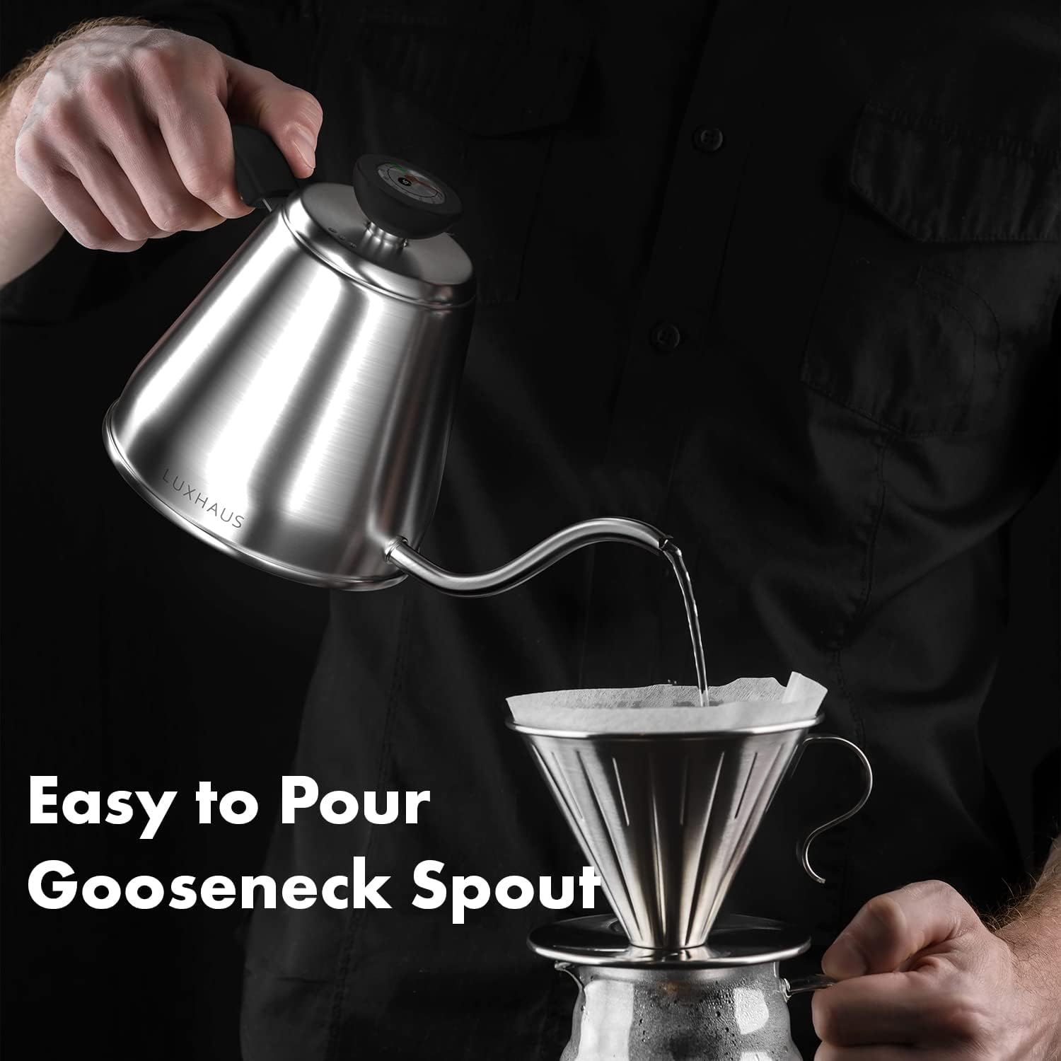 LuxHaus Gooseneck Coffee Kettle - 40oz for Home Commercial Use