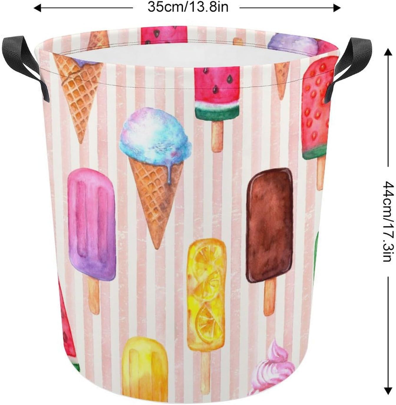 Retro Watercolor Ice Cream Laundry Hamper
