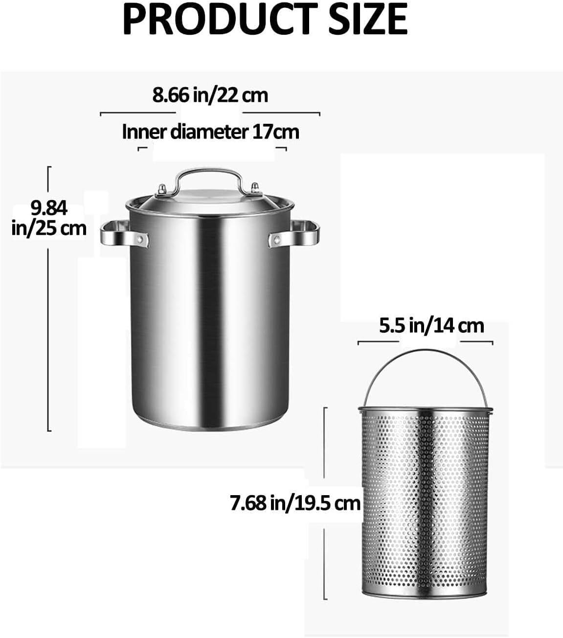 UNbit Pasta Pots Asparagus Steamer Pot 5L 304 Stainless Steel