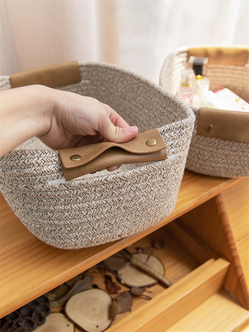 Namzi Boho Home Decor Light Brown Rope Storage Basket