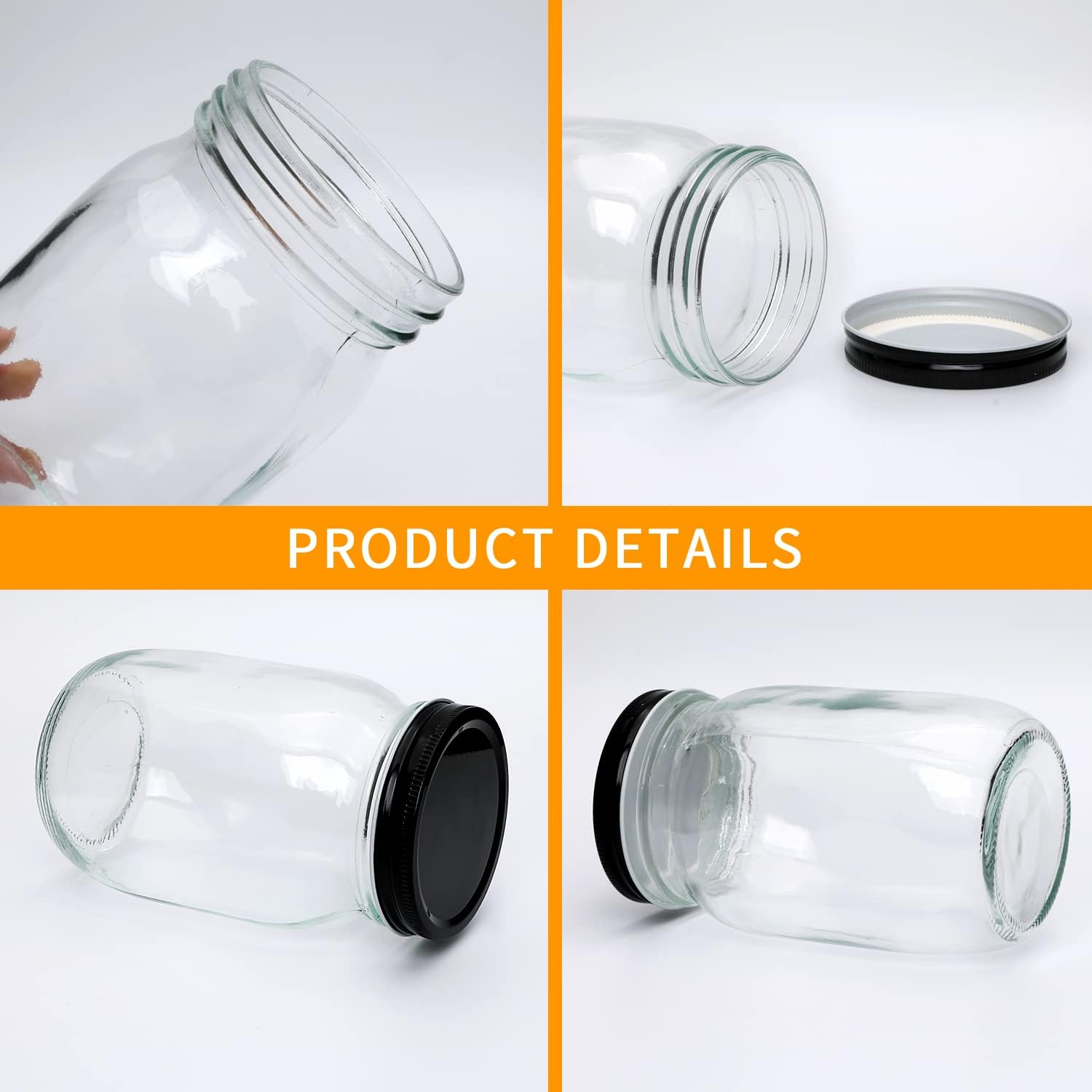 QAPPDA Premium 32 Oz Glass Jars Set 12 Count