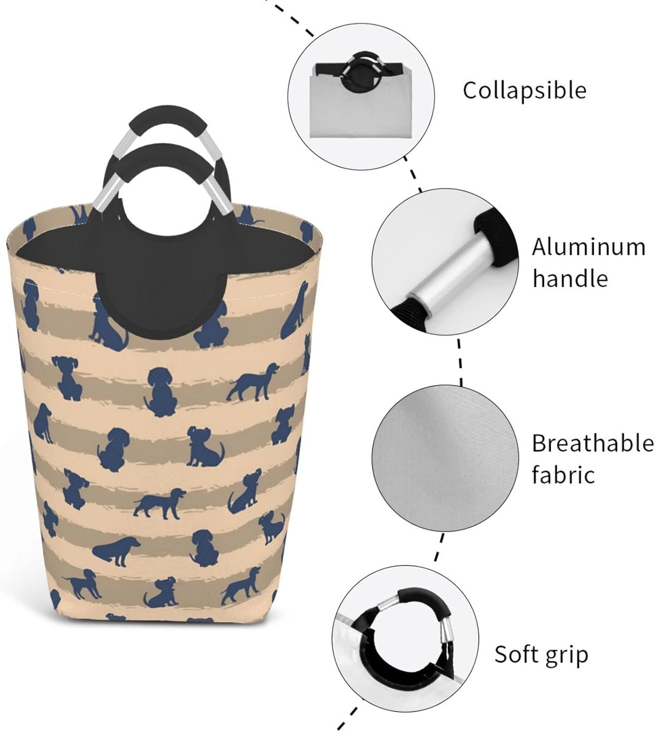 Dog Foldable Laundry Hamper with Handles and Large Capacity