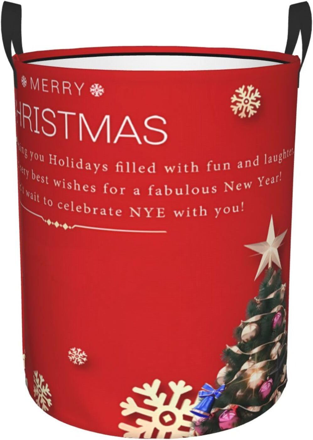 Merry Christmas Tree Snowflake Laundry Basket with Handle