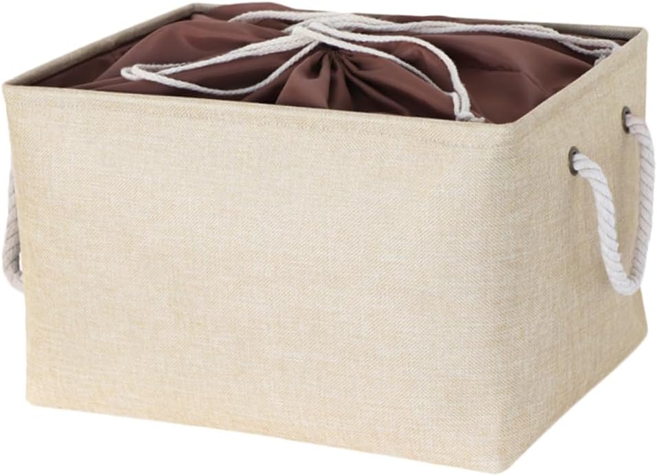 Yellow Foldable Laundry Basket with Handle and Drawstring