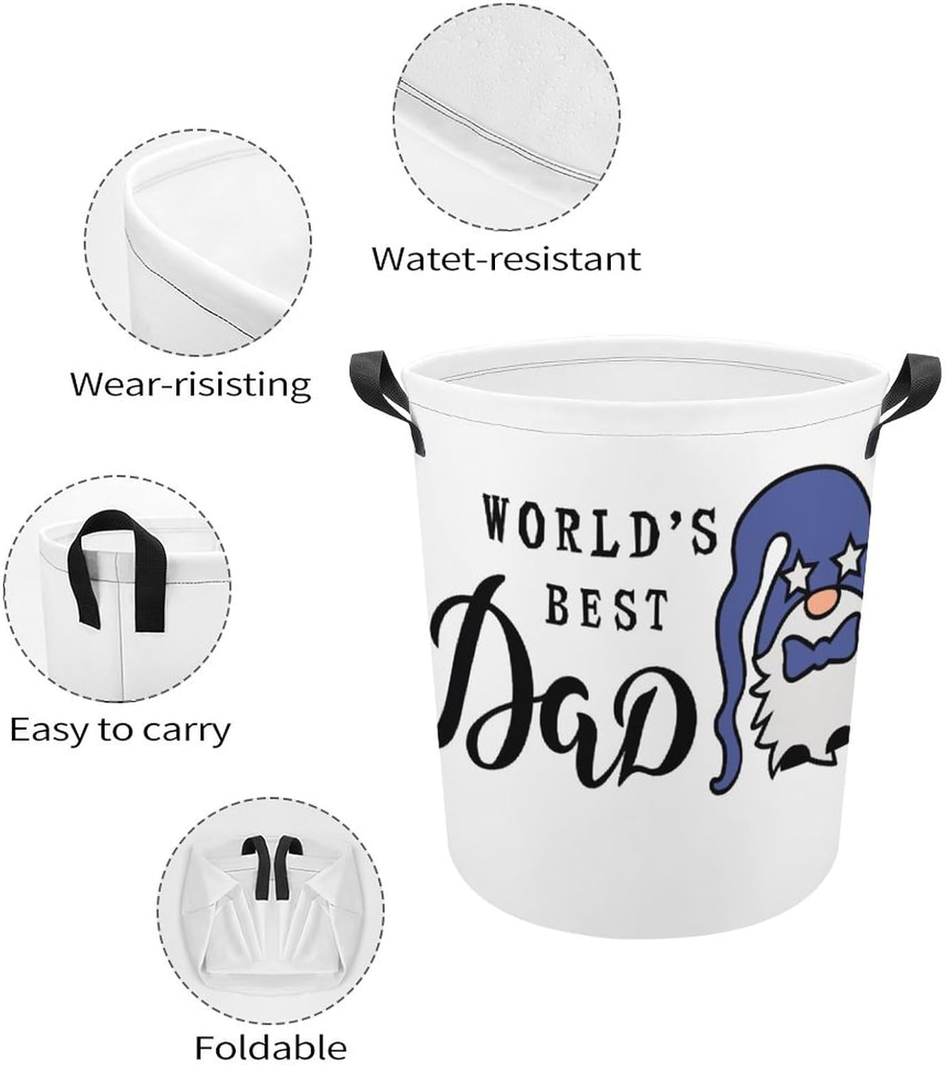 Worlds Best Dad Laundry Hamper with Handles