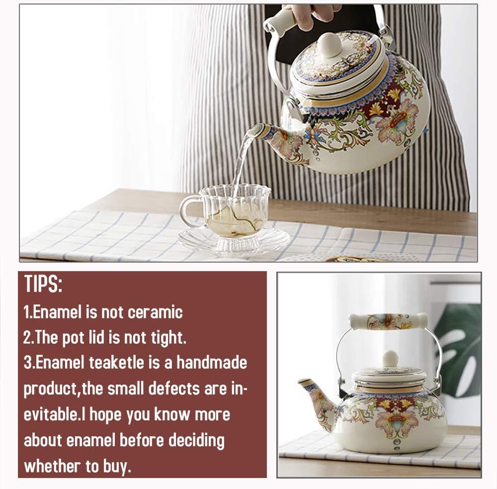 Stylish Floral Design Leaking-Proof Ceramic Kettle for Home Kitchen