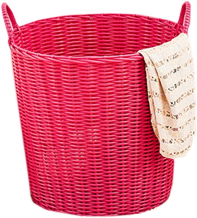 Solid Color Rattan Storage Basket Pink