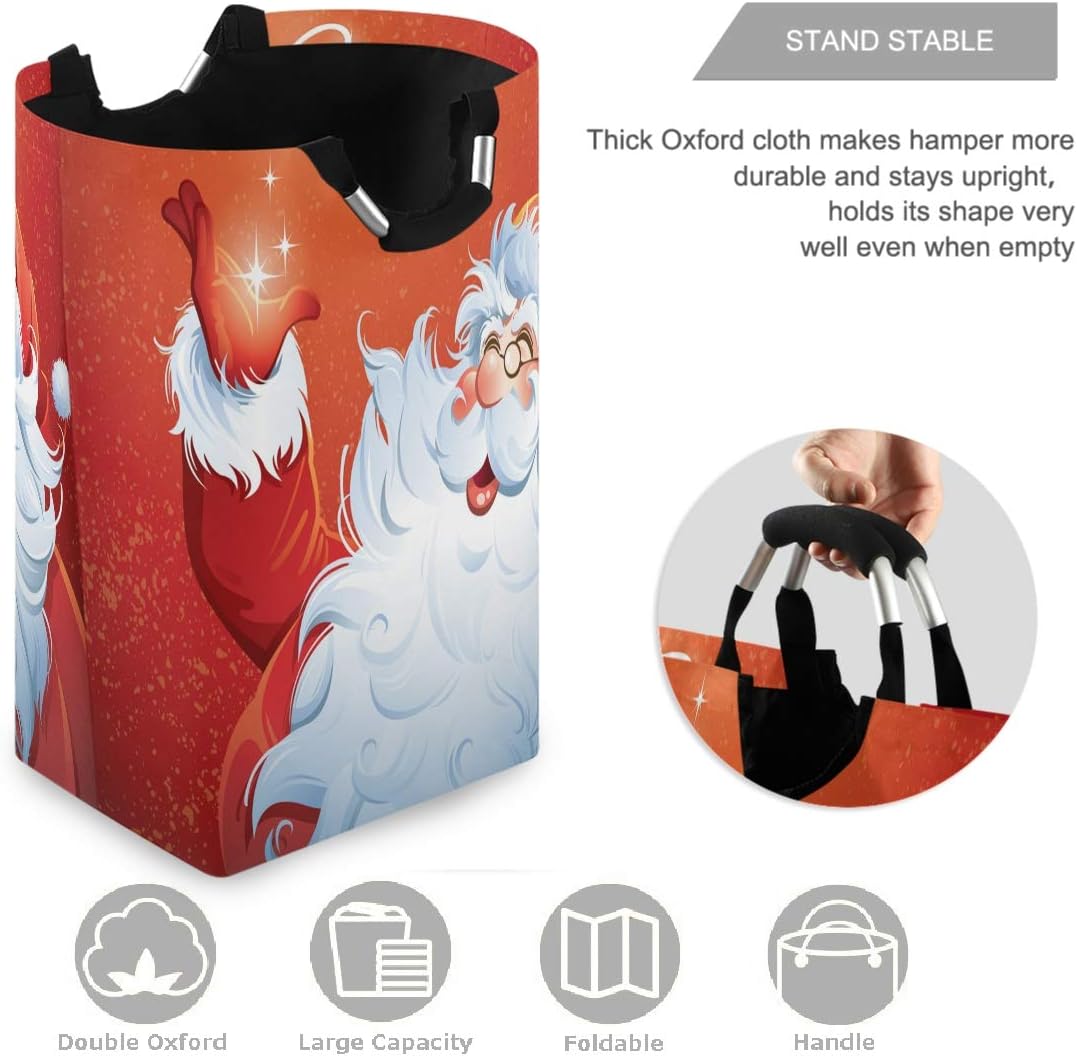Visesunny Large Christmas Collapsible Laundry Basket with Handle