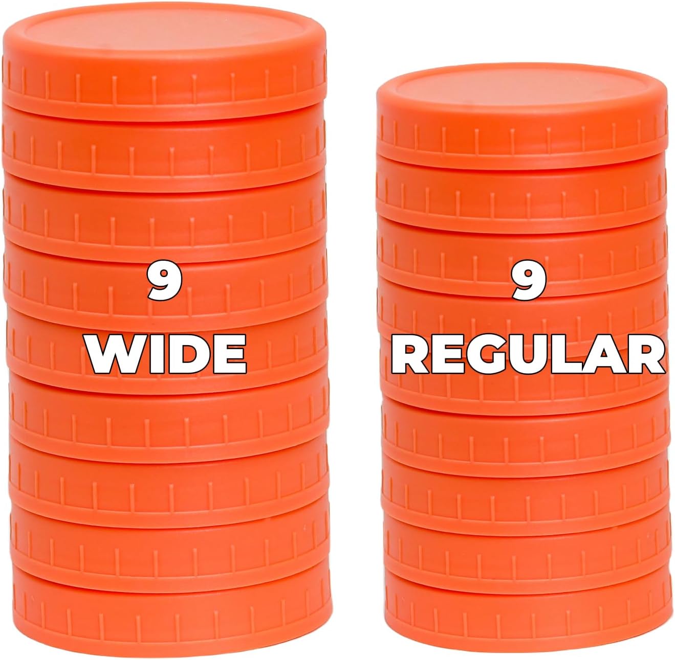 18 Pack Orange Plastic Mason Jar Lids with Silicone Rings