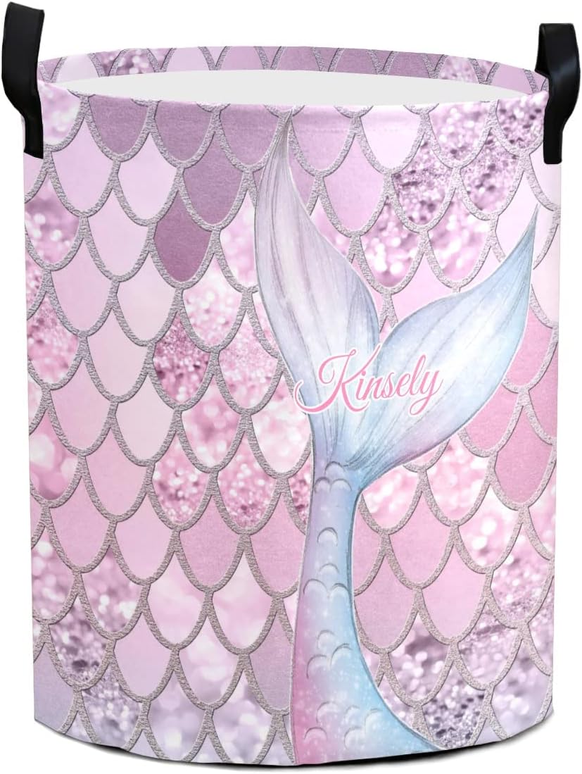 Personalized Mermaid Glitter Scales Laundry Basket