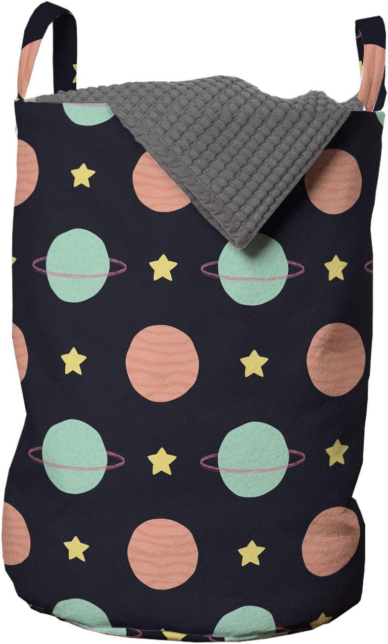 Space theme laundry basket with drawstring