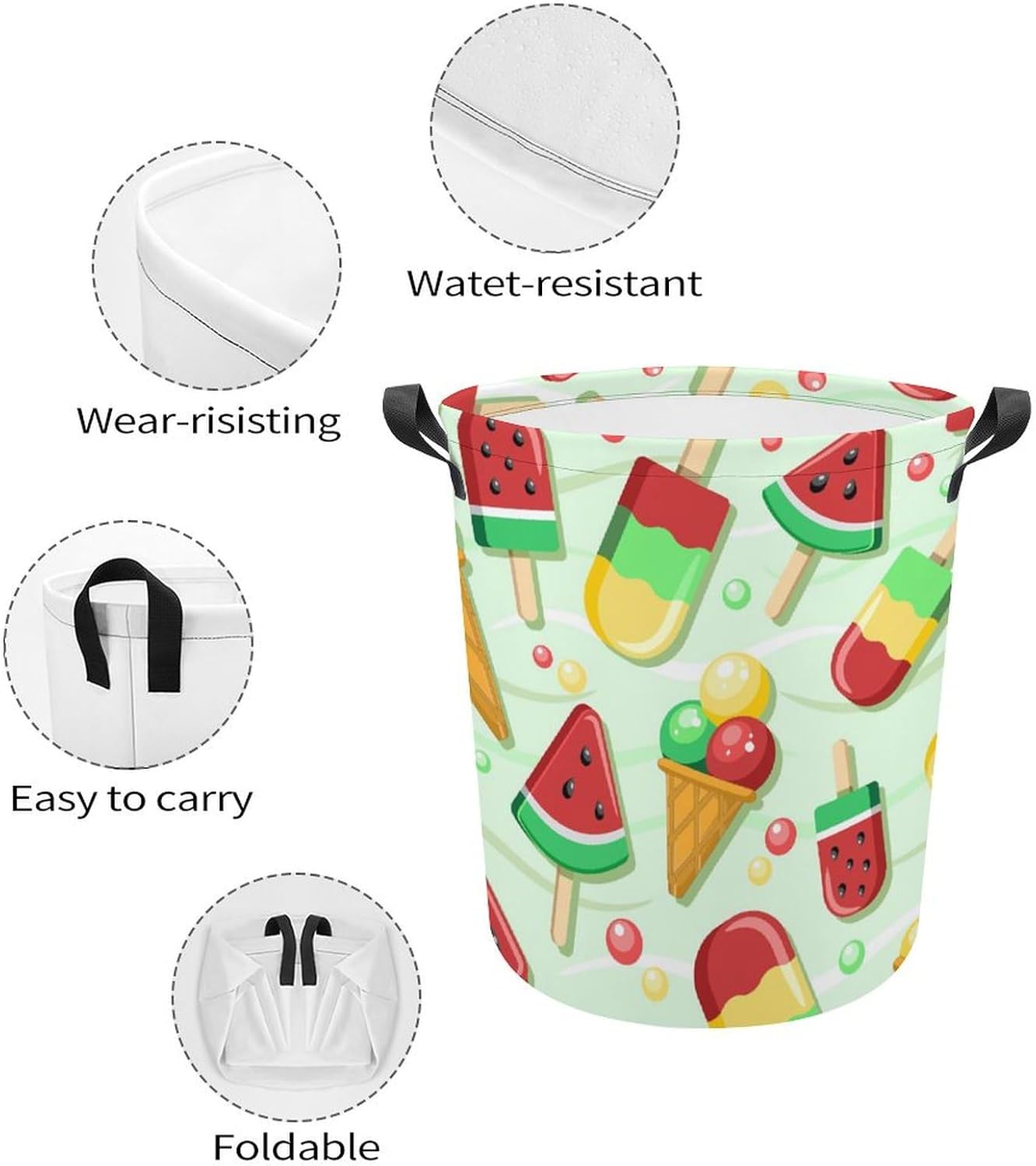 Fresh Fruit Ice Cream Waterproof Laundry Hamper