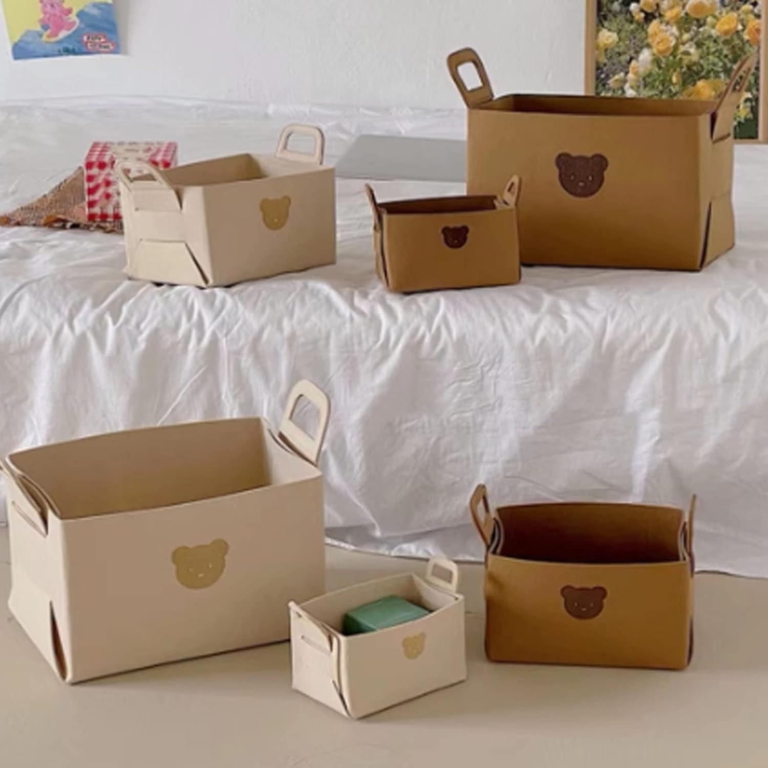 Felt Bear Storage Basket for Home