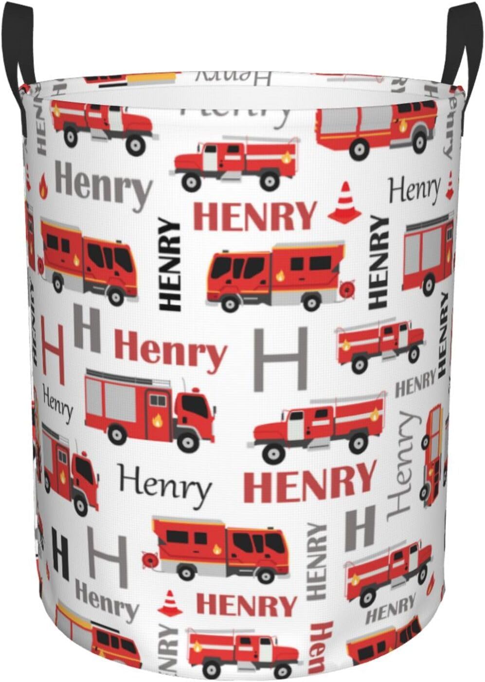 Custom Fire Trucks Laundry Basket With Name 1