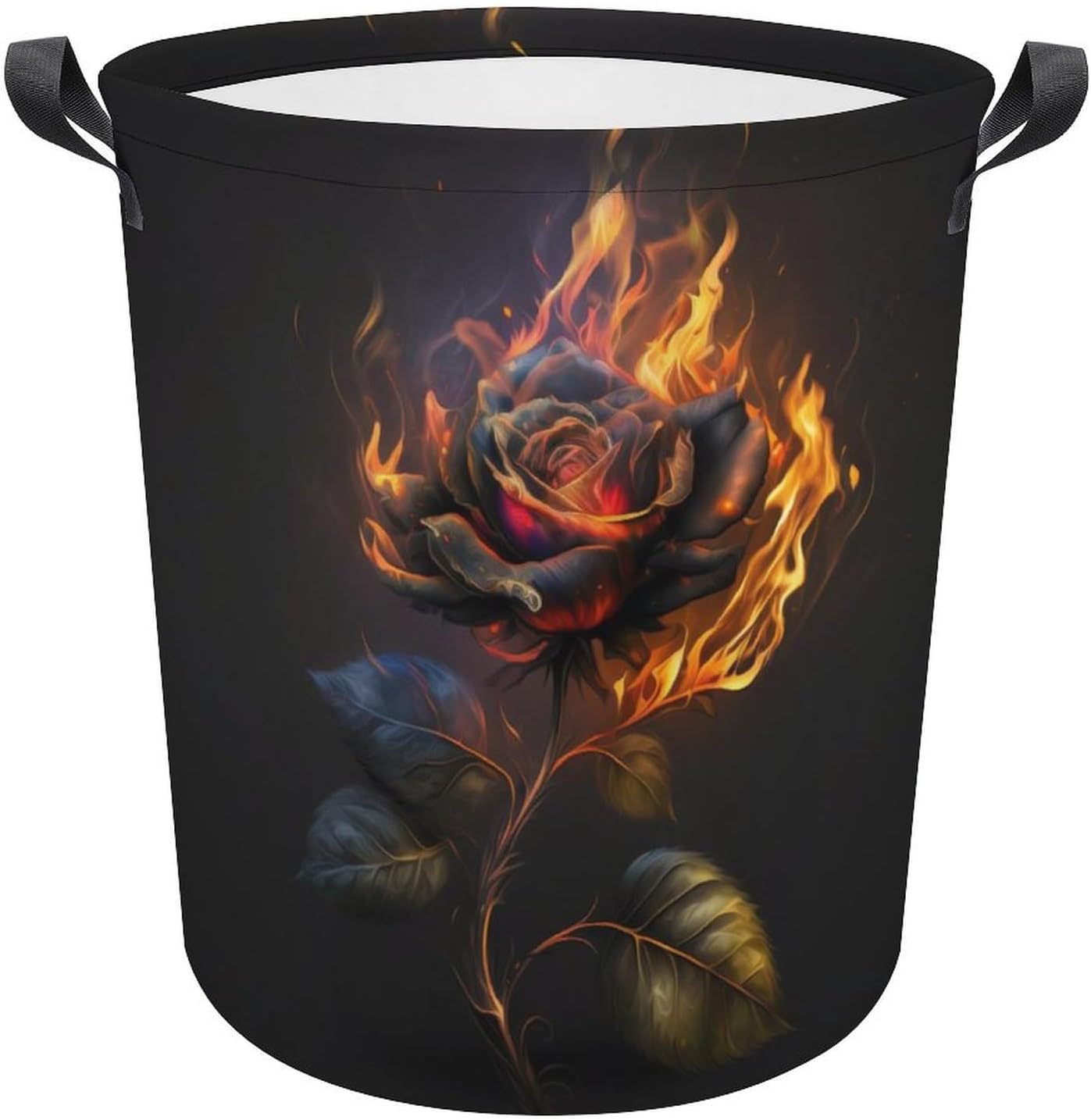 3D Rose Fire Laundry Basket for Dorms and Bedrooms