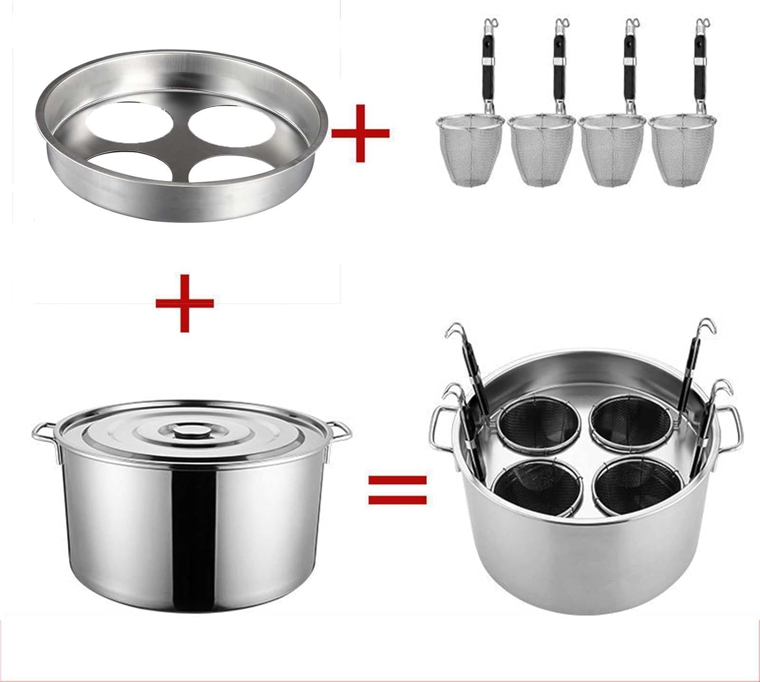 DAOUXIAOSP - Premium stainless steel pasta pot set with 4 strainer baskets