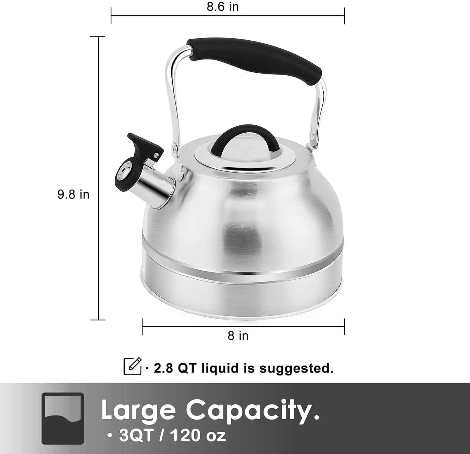 Rorence 3 Quart Stainless Steel Tea Kettle by Home Kitchen